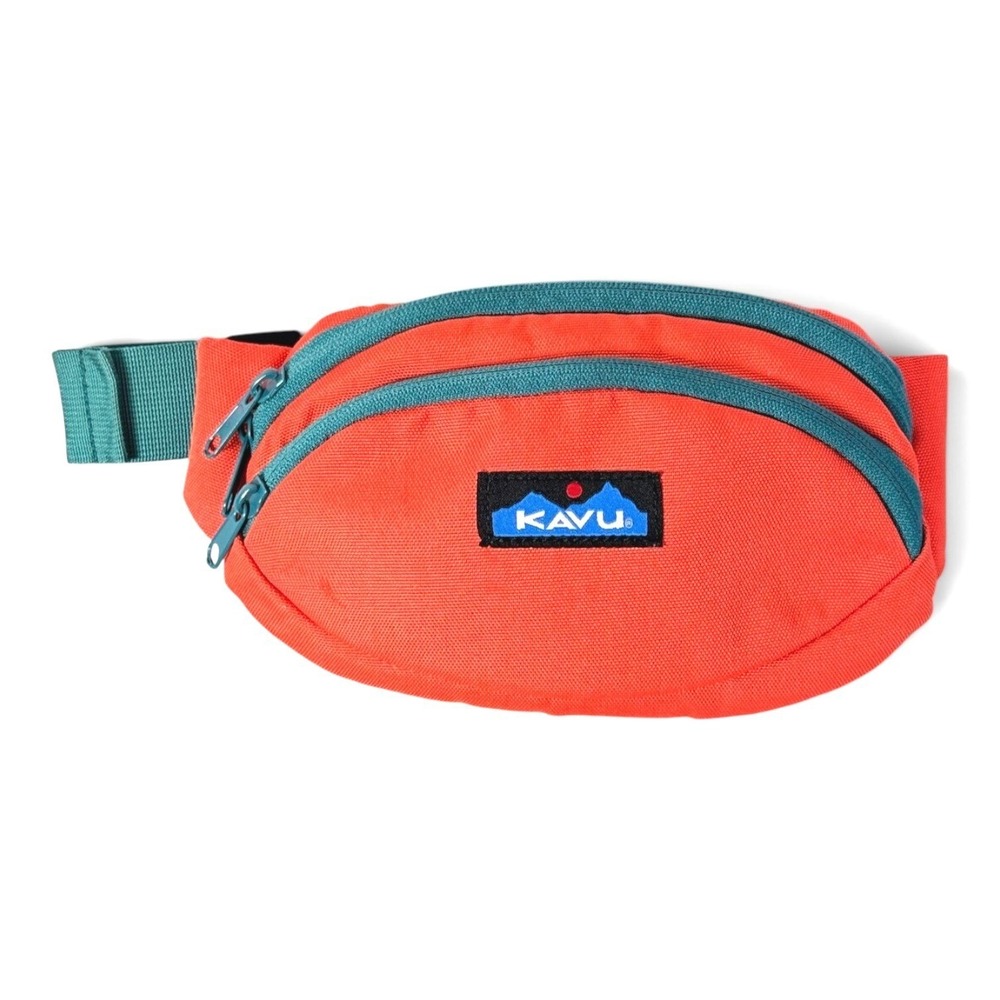 Kavu Spectator Waist Fanny Pack Orange Pop Teal Colorful Gorpcore Hiking Outdoor